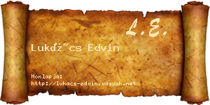 Lukács Edvin névjegykártya